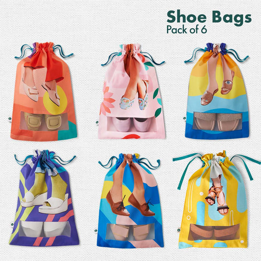Girly Walks! Women's Shoe Bags, 100% Organic Cotton, Pack of 6