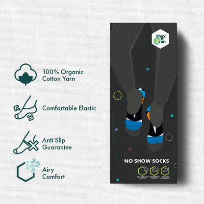 Mega Blocks! Unisex Socks, 100% Organic Cotton, No Show, Pack of 1