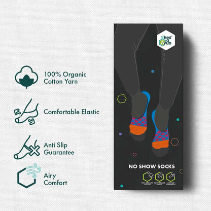 Stenciled! Unisex Socks, 100% Organic Cotton, No Show, Pack of 1