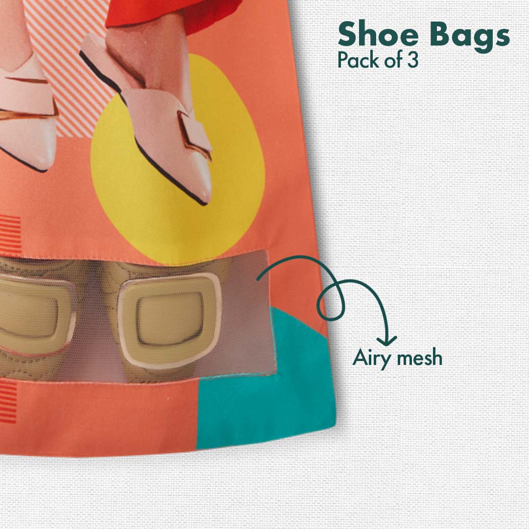 Giggle Grips! Women's Shoe Bags, 100% Organic Cotton, Pack of 3