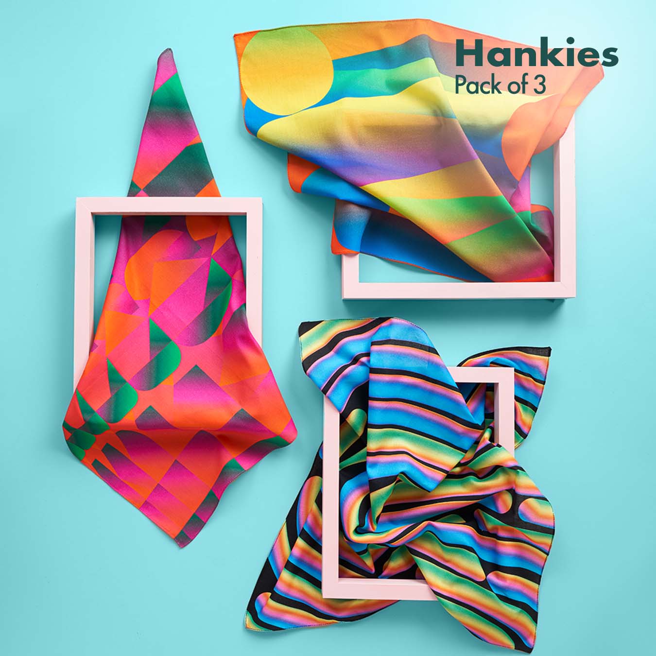 Shapes Of You! Men's Hankies, 100% Organic Cotton, Pack of 3