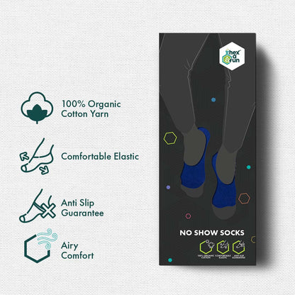 Electric-blued! Unisex Socks, 100% Organic Cotton, No Show, Pack of 1