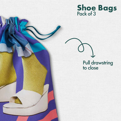 Sole-struck! Women's Shoe Bags, 100% Organic Cotton, Pack of 3