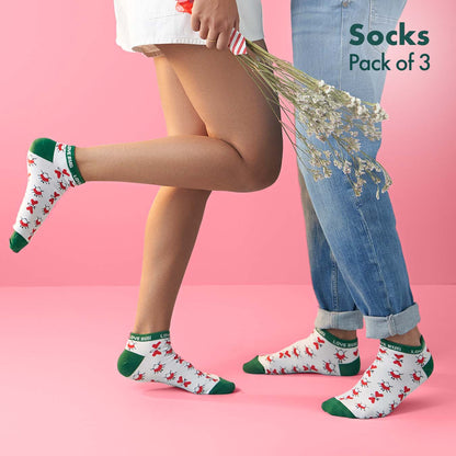 Love Stories! Unisex Socks, 100% Organic Cotton, Ankle Length, Pack of 3