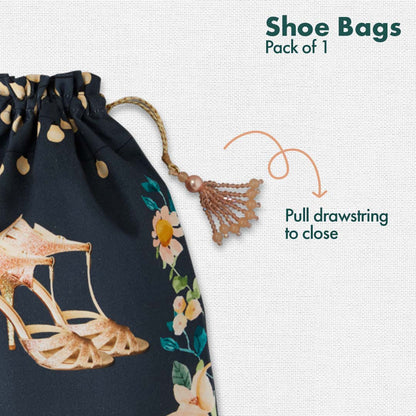 Dancing Toes! Women's Wedding Shoe Bag, 100% Organic Cotton, Pack of 1
