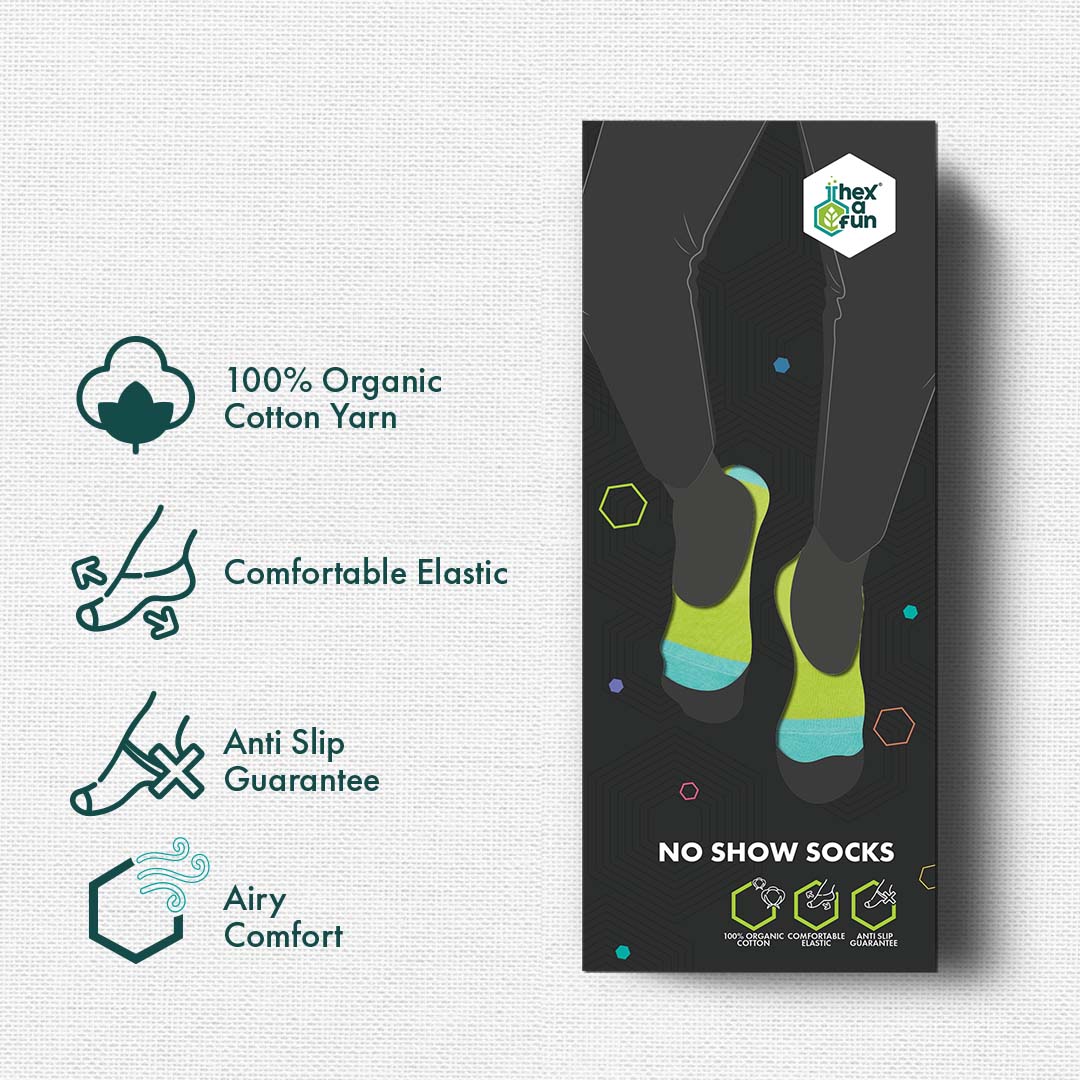 Neon Night! Unisex Socks, 100% Organic Cotton, No Show, Pack of 1