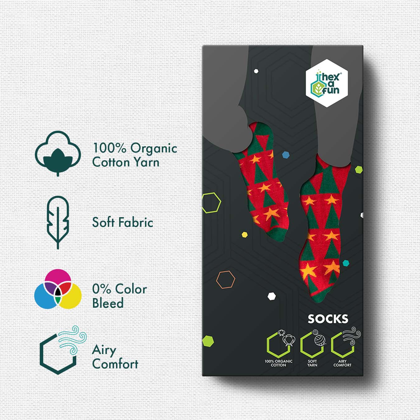 Mistletoe Mischief! Unisex Socks, 100% Organic Cotton, Crew Length, Pack of 1