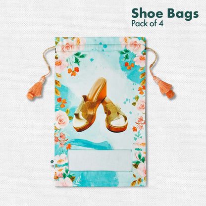 She Said 'Yes'! Women's Wedding Shoe Bags, 100% Organic Cotton, Pack of 4