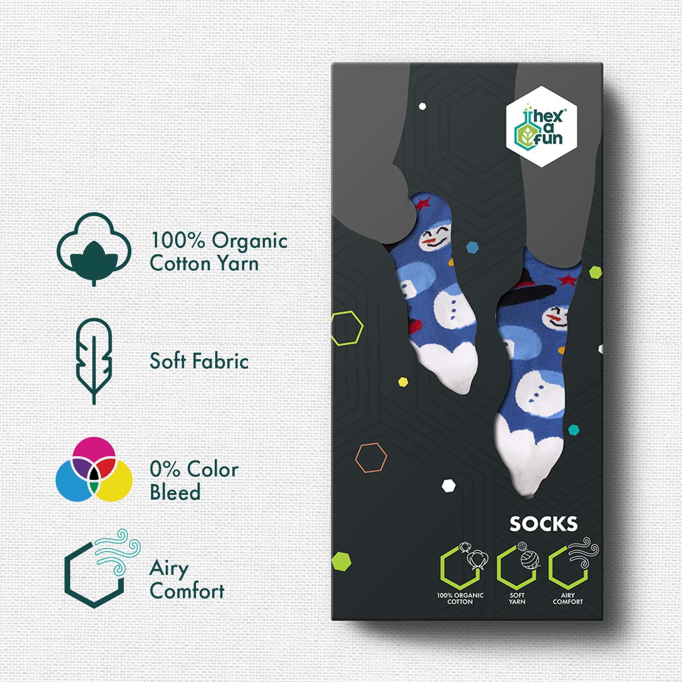 The Snow Squad! Unisex Socks, 100% Organic Cotton, Ankle Length, Pack of 1