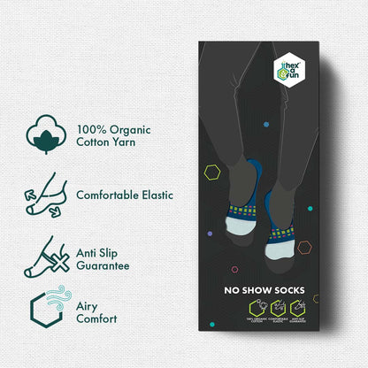 Stripe Tribe! Unisex Socks, 100% Organic Cotton, No Show, Pack of 3