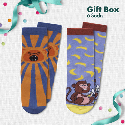 Lil'toe Ticklers! Unisex Kid's Socks, 100% Organic Cotton, Gift Box of 6