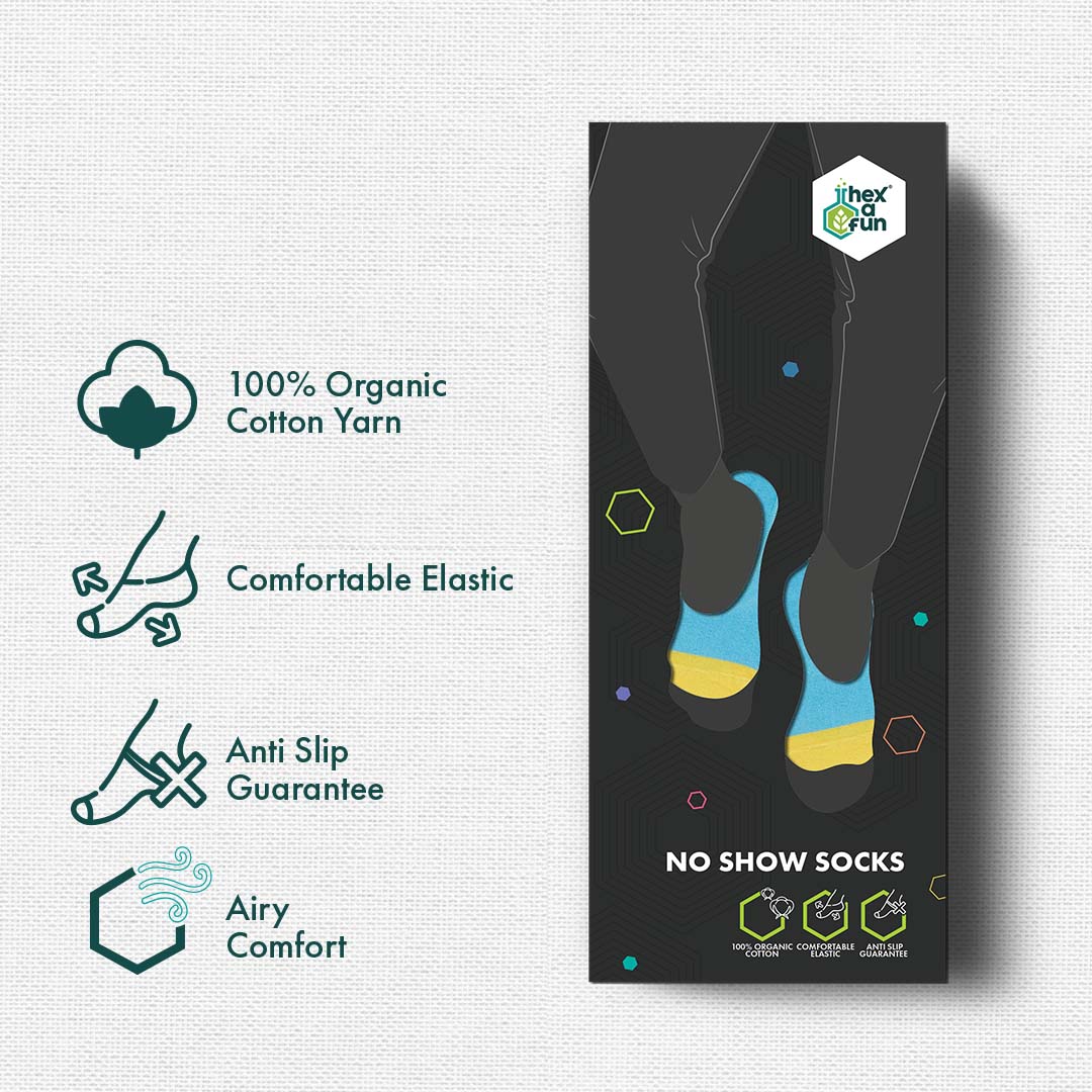 Sunny Blue! Unisex Socks, 100% Organic Cotton, No Show, Pack of 1