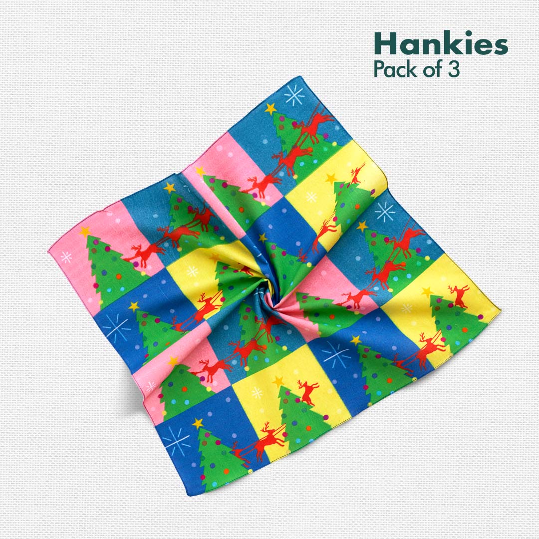 Buy Cool & Quirky Christmas Hankies For MenPack of 3 hexafun