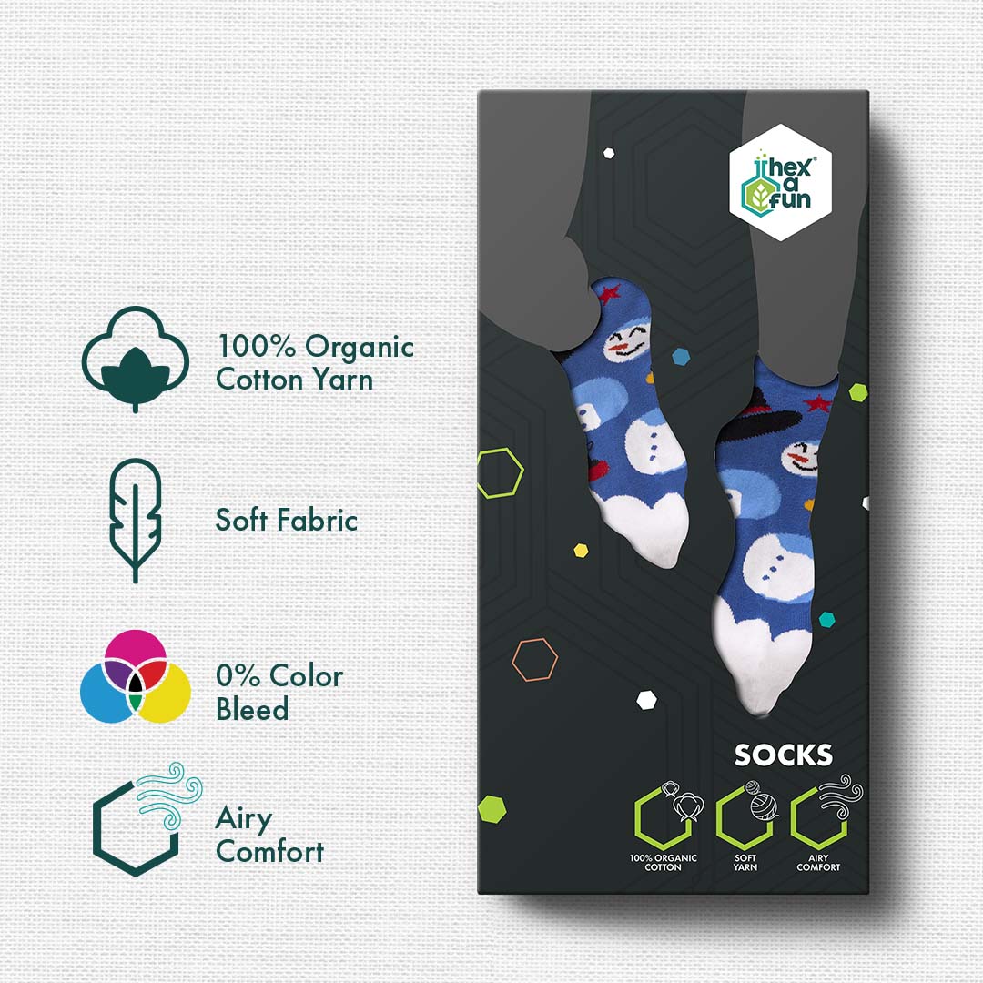 X'mas-Trio! Unisex Socks, 100% Organic Cotton, Ankle Length, Pack of 3