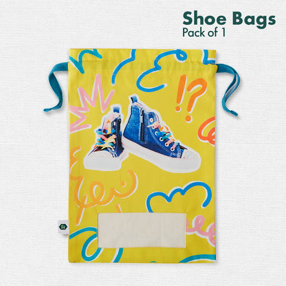 High-Top Hoppers! Unisex Kid's Shoe Bag, 100% Organic Cotton, Pack of 1