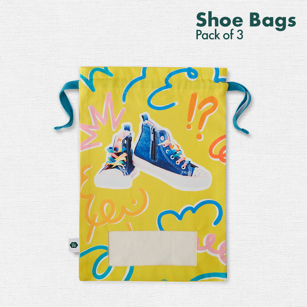 Sneakerheads! Family Shoe Bags, 100% Organic Cotton, Pack of 3
