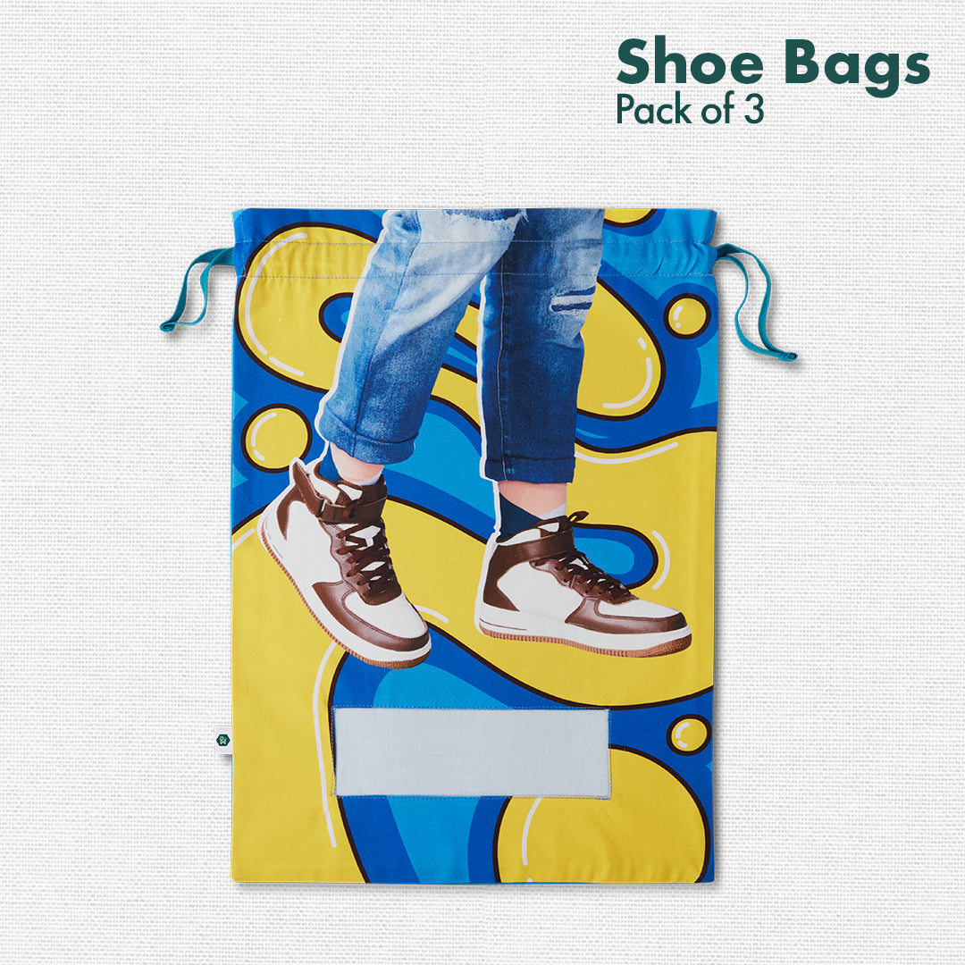 Sneakerheads! Family Shoe Bags, 100% Organic Cotton, Pack of 3