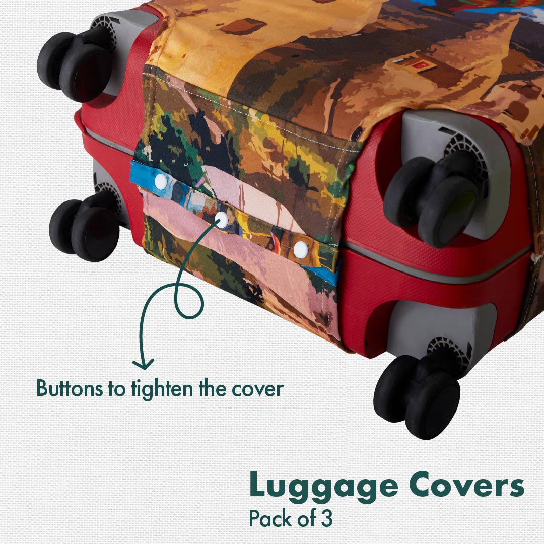 Beyond The Seas! Luggage Covers, 100% Organic Cotton Lycra, Small Sizes, Pack of 3