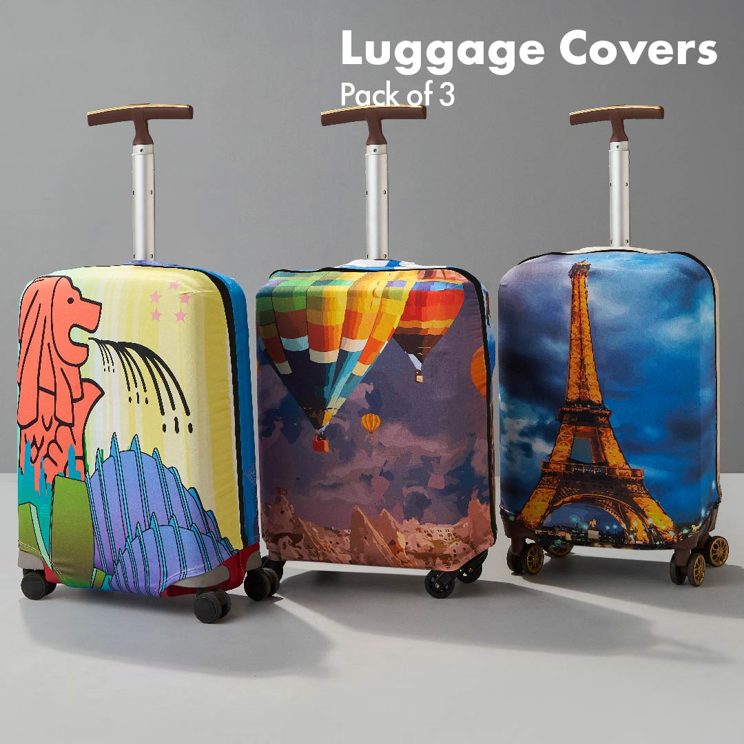 Beyond The Seas! Luggage Covers, 100% Organic Cotton Lycra, Small Sizes, Pack of 3