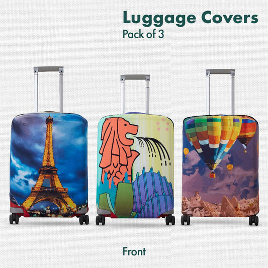 Beyond The Seas! Luggage Covers, 100% Organic Cotton Lycra, Large Sizes, Pack of 3