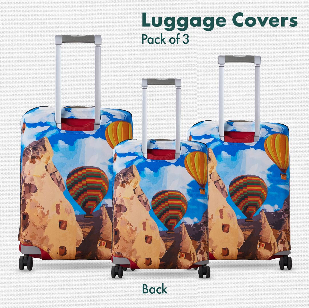 Majestic Turkey! Luggage Covers, 100% Organic Cotton Lycra, Small+Medium+Large Sizes, Pack of 3