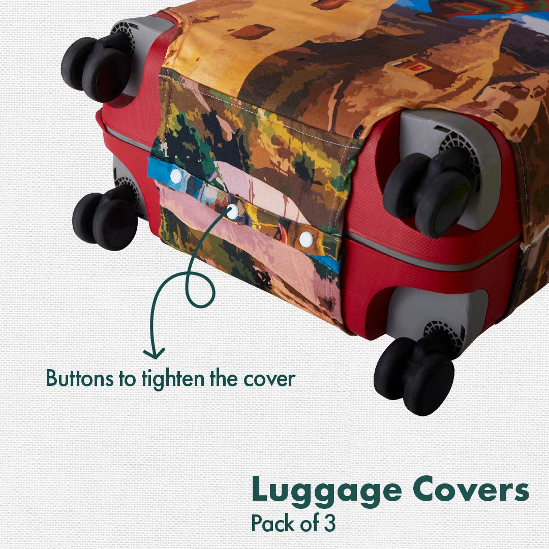 Majestic Turkey! Luggage Covers, 100% Organic Cotton Lycra, Small+Medium+Large Sizes, Pack of 3