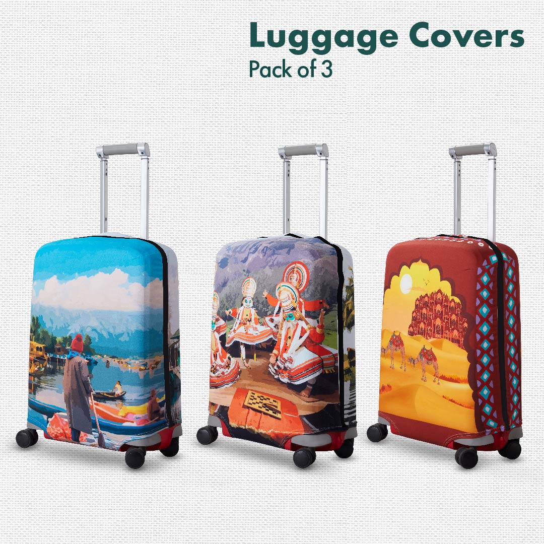 Vacay Time! Luggage Covers, 100% Organic Cotton Lycra, Large Sizes, Pack of 3