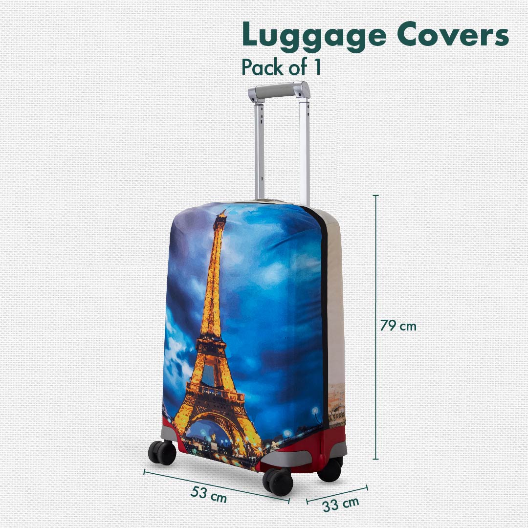 An Evening In Paris! Luggage Cover, 100% Organic Cotton Lycra, Large Size, Pack of 1