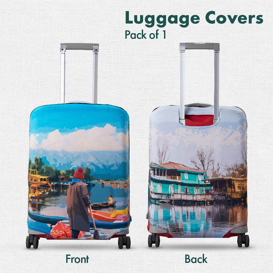 Kashmir Calling! Luggage Cover, 100% Organic Cotton Lycra, Medium Size, Pack of 1