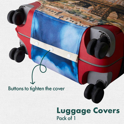 An Evening In Paris! Luggage Cover, 100% Organic Cotton Lycra, Medium Size, Pack of 1