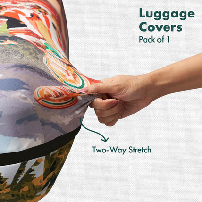 Backwater Bliss! Luggage Cover, 100% Organic Cotton Lycra, Medium Size, Pack of 1