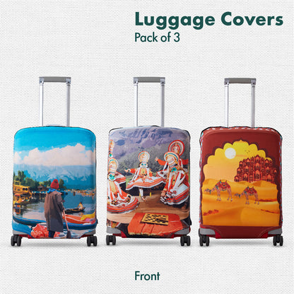 Vacay Time! Luggage Covers, 100% Organic Cotton Lycra, Small Sizes, Pack of 3