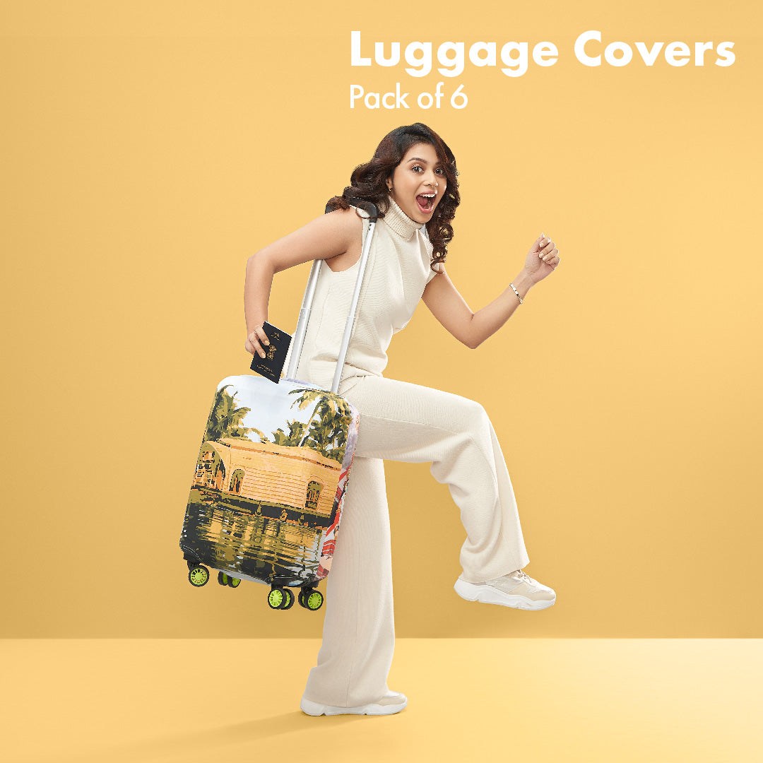 Globetrotting! Luggage Covers, 100% Organic Cotton Lycra, Small Sizes, Pack of 6