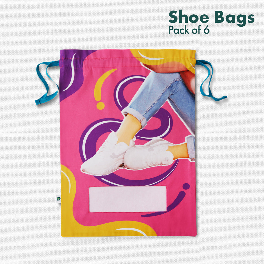 Sneaker Addiction! Men's & Women's Shoe Bags, 100% Organic Cotton, Pack of 6