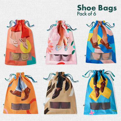 Shoe Bizz! Men's & Women's Shoe Bags, 100% Organic Cotton, Pack of 6