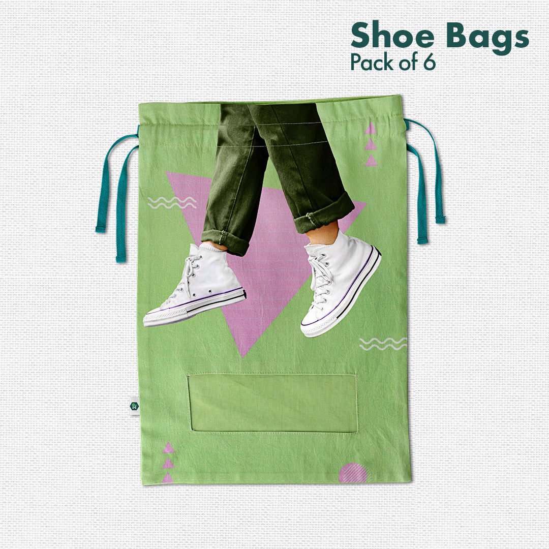 Sneaker Addiction! Men's & Women's Shoe Bags, 100% Organic Cotton, Pack of 6