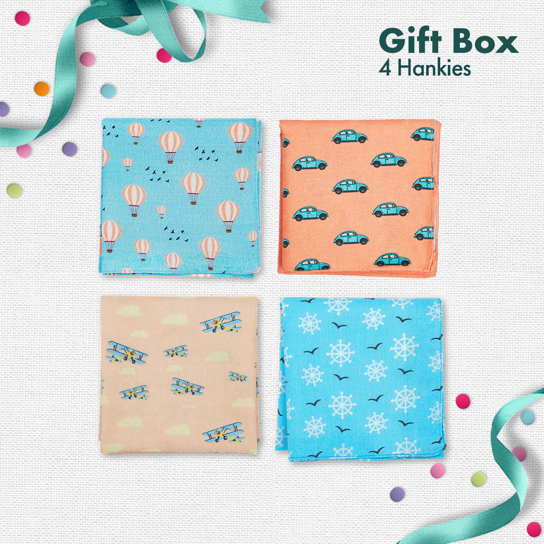 GIF! Gifting Is Fun! Women's Hankies, 100% Organic Cotton, Gift Box of 4