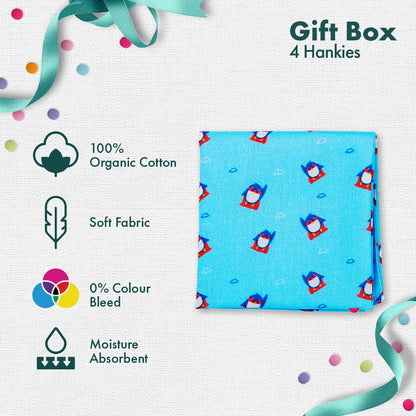 Gift Me If You Can! Women's Hankies, 100% Organic Cotton, Gift Box of 4