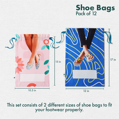 Keep It Casual! Men's & Women's Shoe Bags, 100% Organic Cotton, Pack of 12
