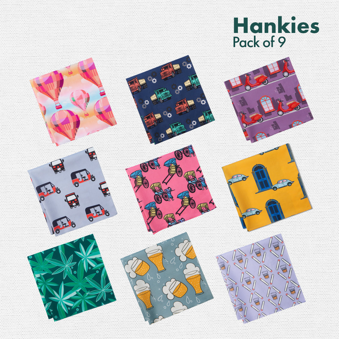 Shop Bucket List Men Hankies Online Vibrant & Funky Colors Pack of