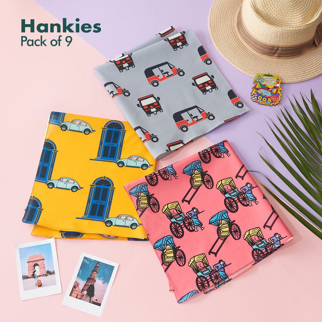 Shop Bucket List Men Hankies Online Vibrant & Funky Colors Pack of