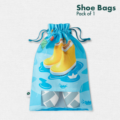 Rain Boots! Unisex Kid's Shoe Bag, 100% Organic Cotton, Pack of 1