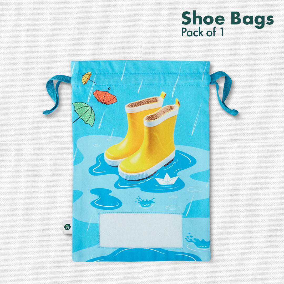 Rain Boots! Unisex Kid's Shoe Bag, 100% Organic Cotton, Pack of 1