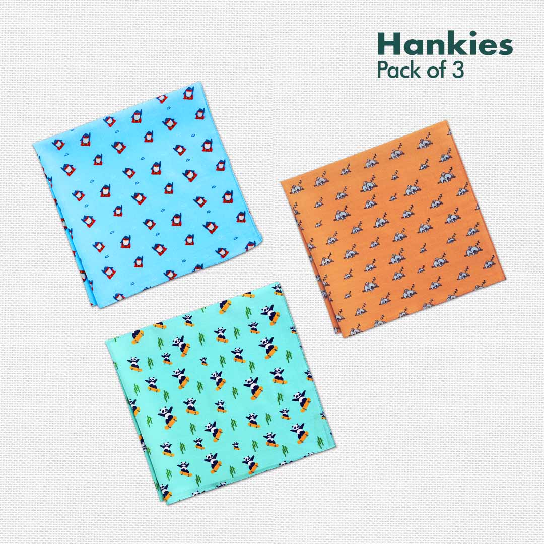 Animalholic! Women's Hankies, 100% Organic Cotton, Pack of 3