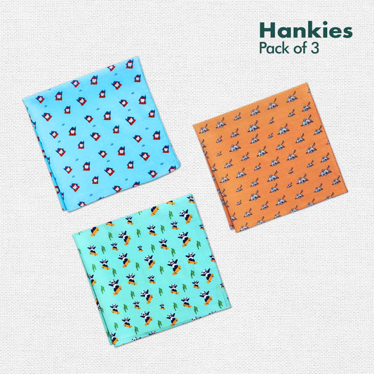ANIMALholic! Women's Hankies, 100% Organic Cotton, Pack of 3