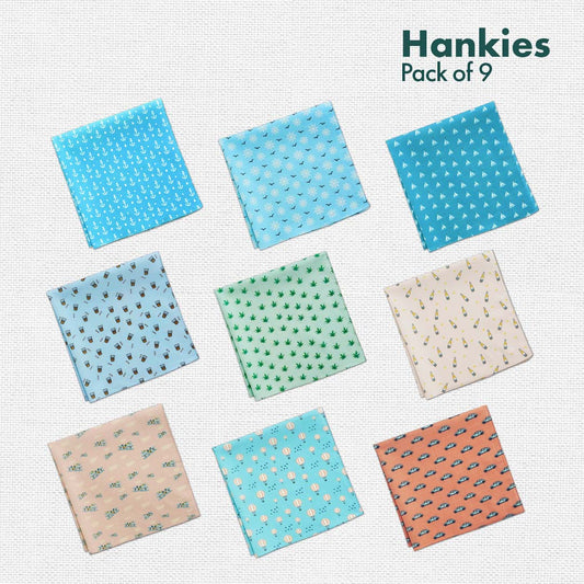 TRAVELicious! + Happy HIGH + Now You SEA Me! Men's Hankies, Pack of 9