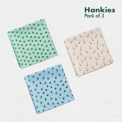 Happy High! Women's Hankies, 100% Organic Cotton, Pack of 3