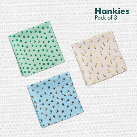 Happy HIGH! Women's Hankies, 100% Organic Cotton, Pack of 3