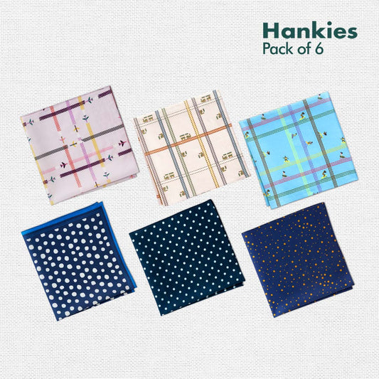 PTO! POLKA Turn Over + TBC! The Boss Collection, Men's Hankies, 100% Organic Cotton, Pack of 6