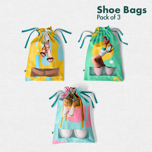 SHOE-keeper! Women's Shoe Bags, 100% Organic Cotton, Pack of 3